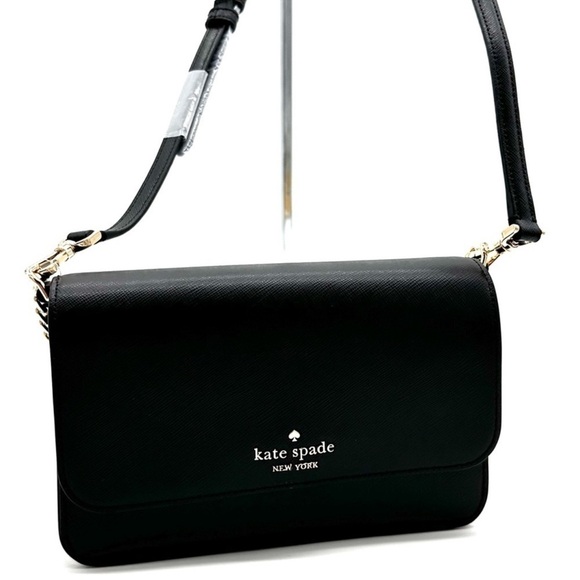 Kate Spade Small Madison Flap Crossbody Bag Black (NWT) - Picture 2 of 10